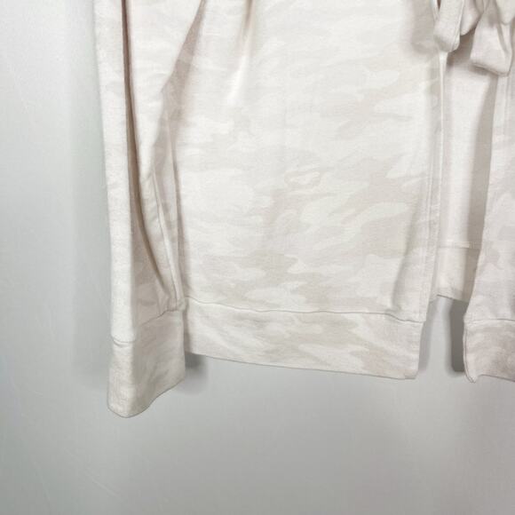 Vimmia Medium M White Soothe Tie Back Camo Print Sweatshirt Crew Neck Keyhole - Picture 8 of 12